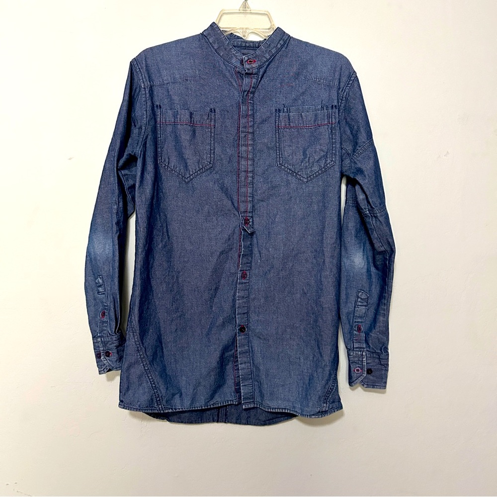 Men’s F/W 2009 The Brooklyn Circus Blue Band Collar Overshirt Size M Made in USA